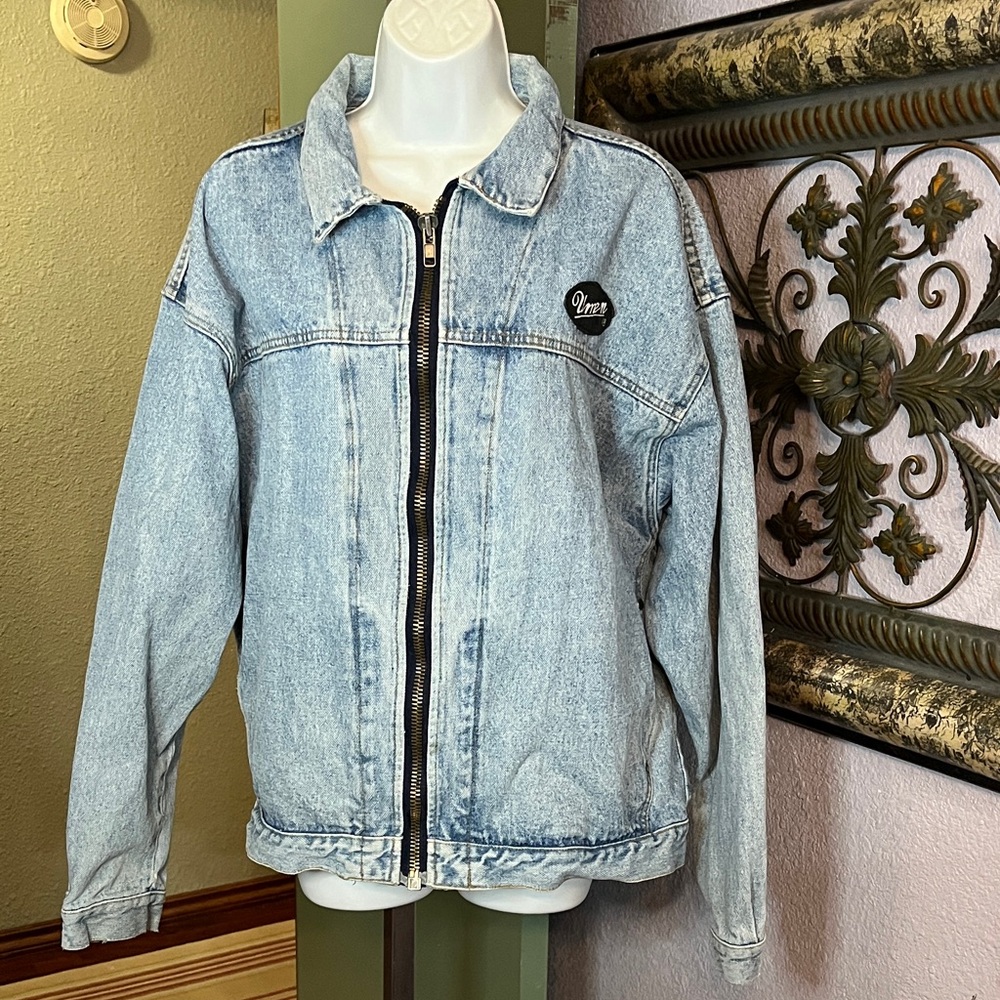 VTG Umen Blue Denim Jacket with Logo Patch Sz L/Xl men’s